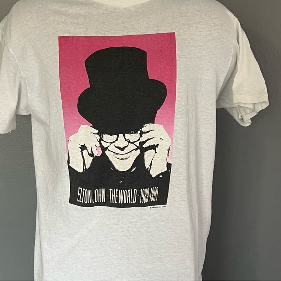 Vtg 80’s Elton John 1989 1990 The World Tour Concert T Shirt XL Made In USA - Picture 10 of 12